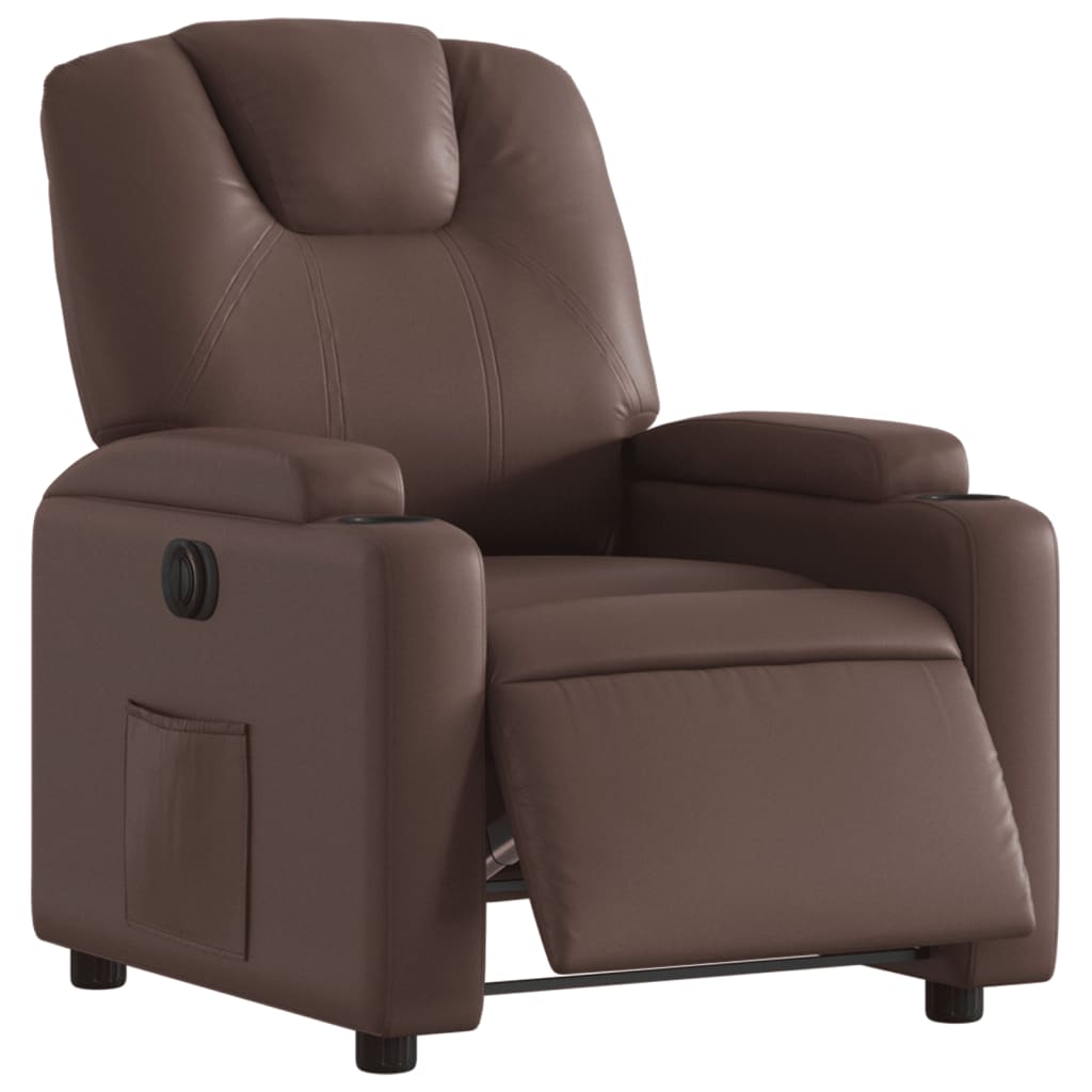 Fauteuil inclinable électrique Marron Similicuir Fauteuils vidaXL   