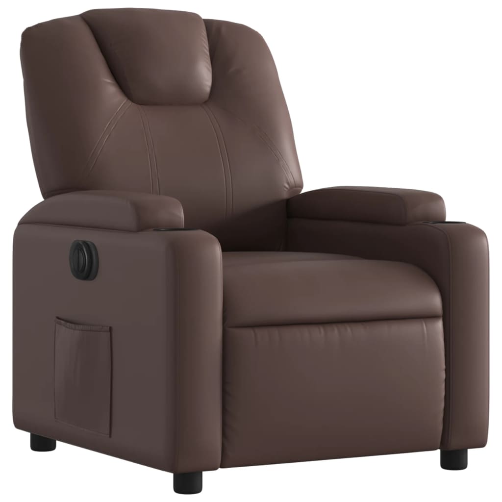 Fauteuil inclinable électrique Marron Similicuir Fauteuils vidaXL   