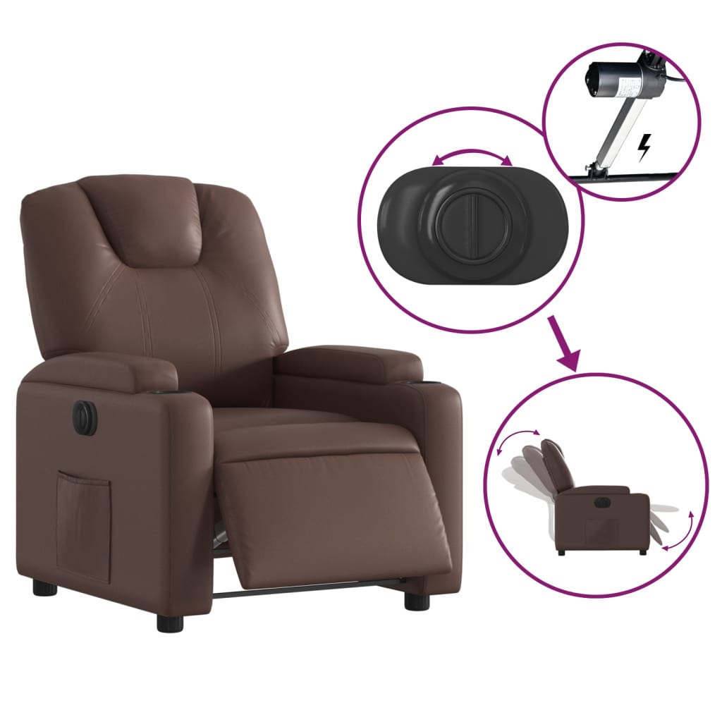 Fauteuil inclinable électrique Marron Similicuir Fauteuils vidaXL   