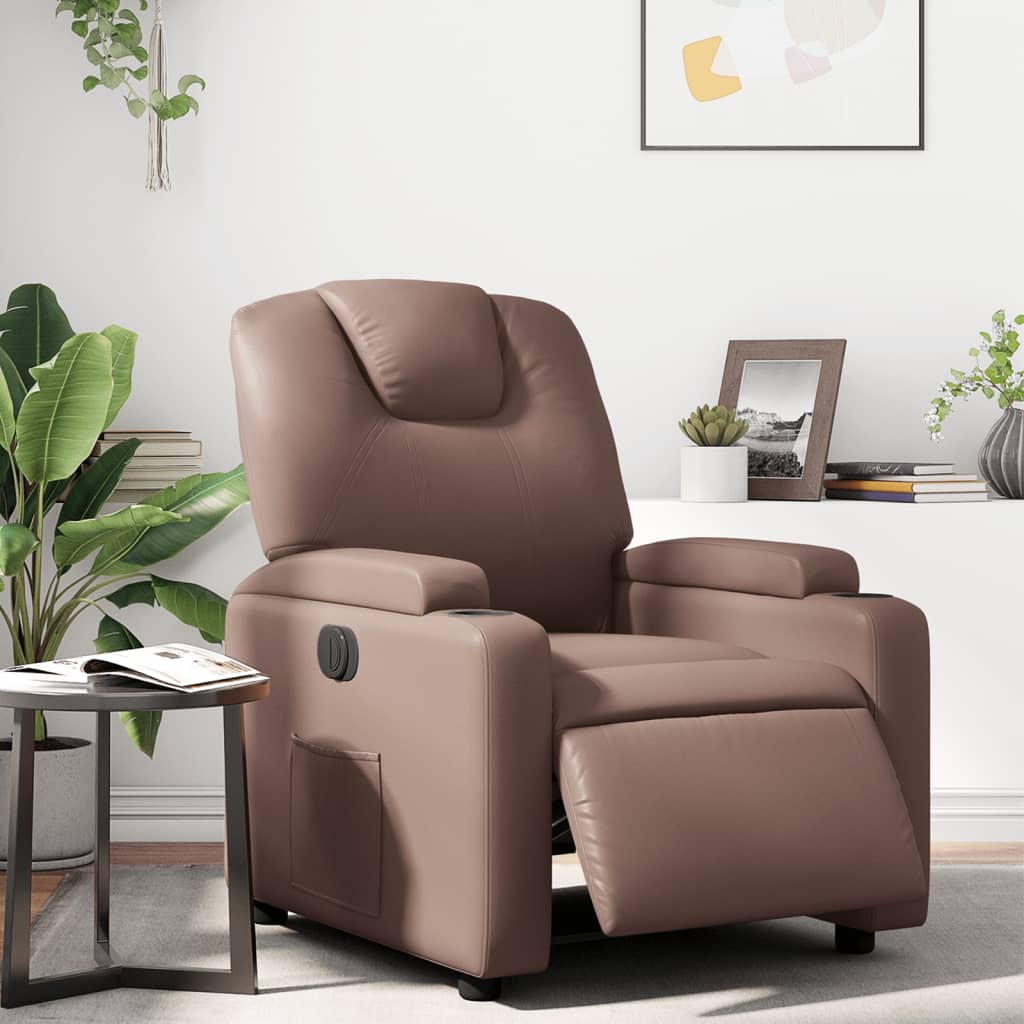 Fauteuil inclinable électrique Marron Similicuir Fauteuils vidaXL   