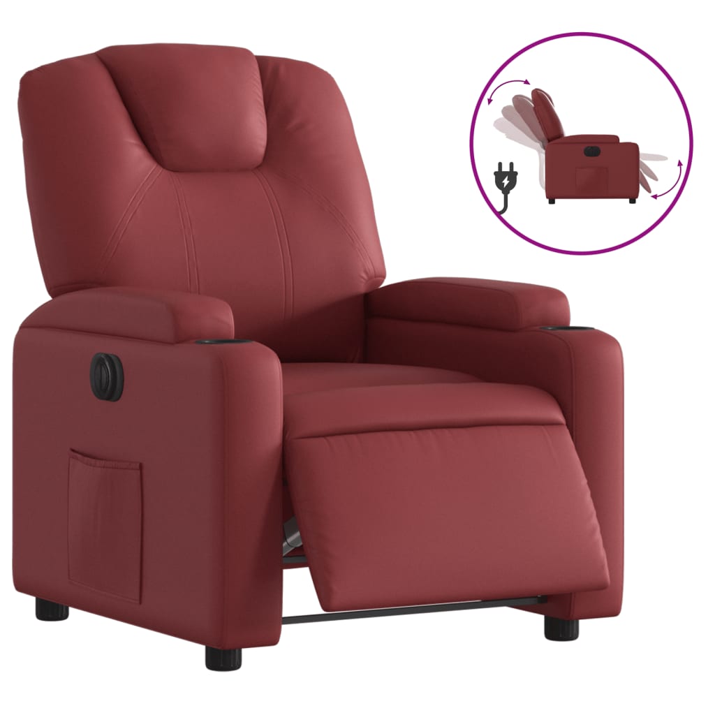 Fauteuil inclinable électrique Rouge bordeaux Similicuir Fauteuils vidaXL   