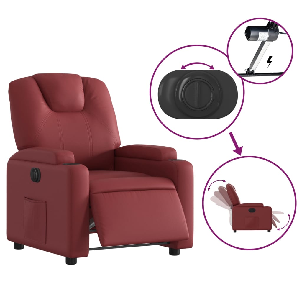 Fauteuil inclinable électrique Rouge bordeaux Similicuir Fauteuils vidaXL   