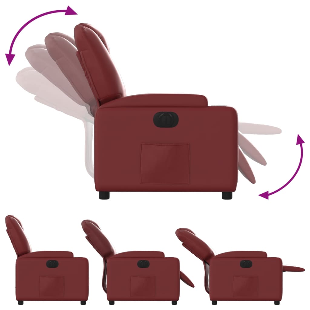 Fauteuil inclinable électrique Rouge bordeaux Similicuir Fauteuils vidaXL   