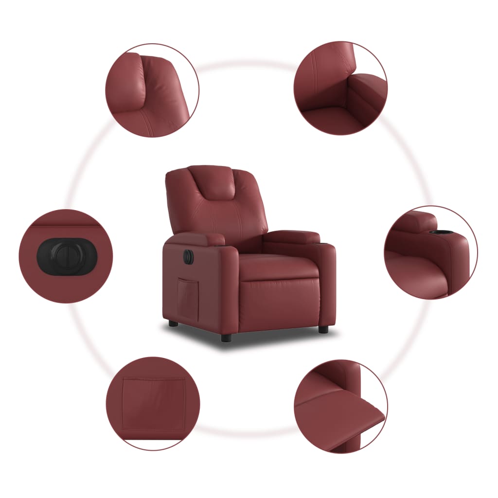 Fauteuil inclinable électrique Rouge bordeaux Similicuir Fauteuils vidaXL   