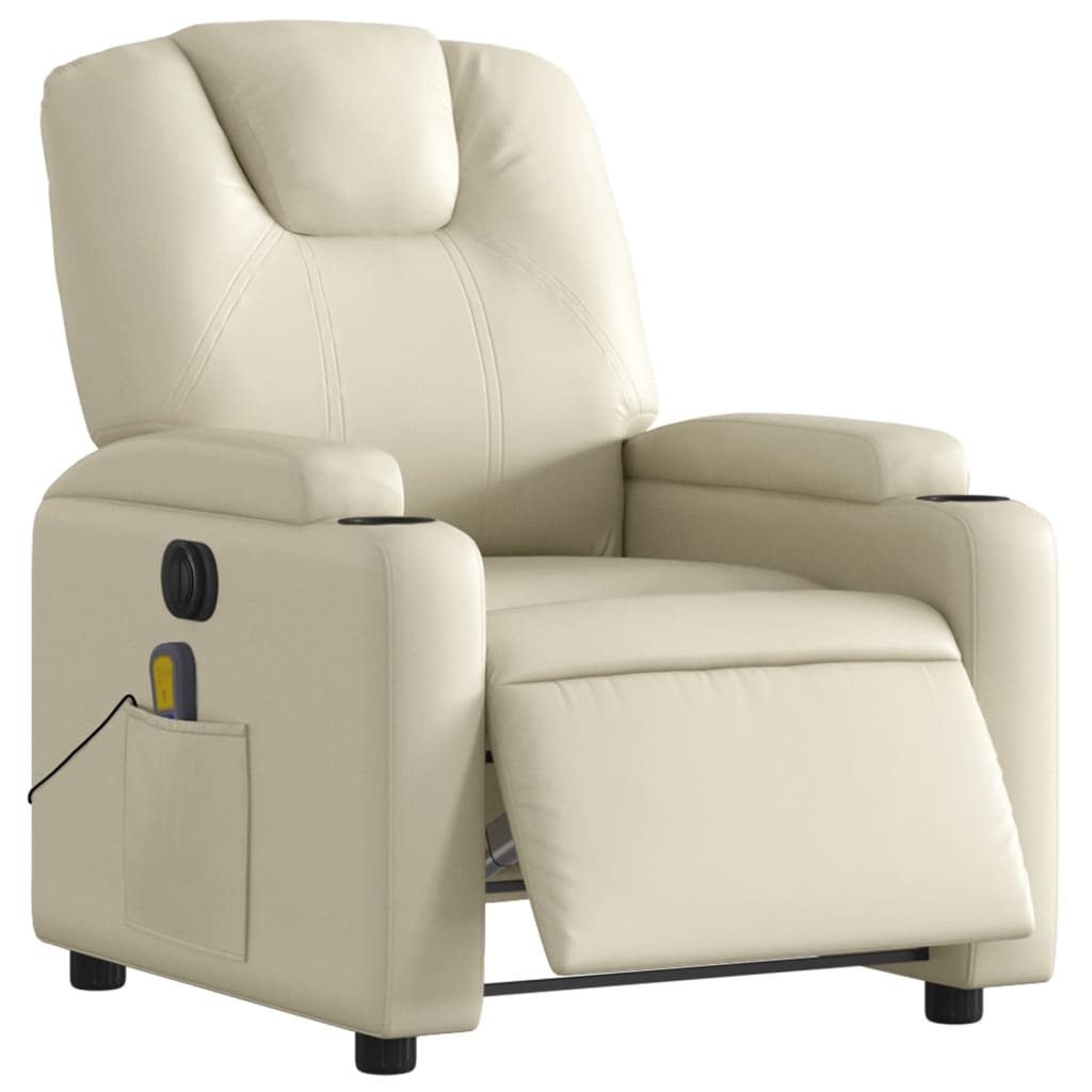 Fauteuil de massage inclinable électrique crème similicuir Fauteuils vidaXL   