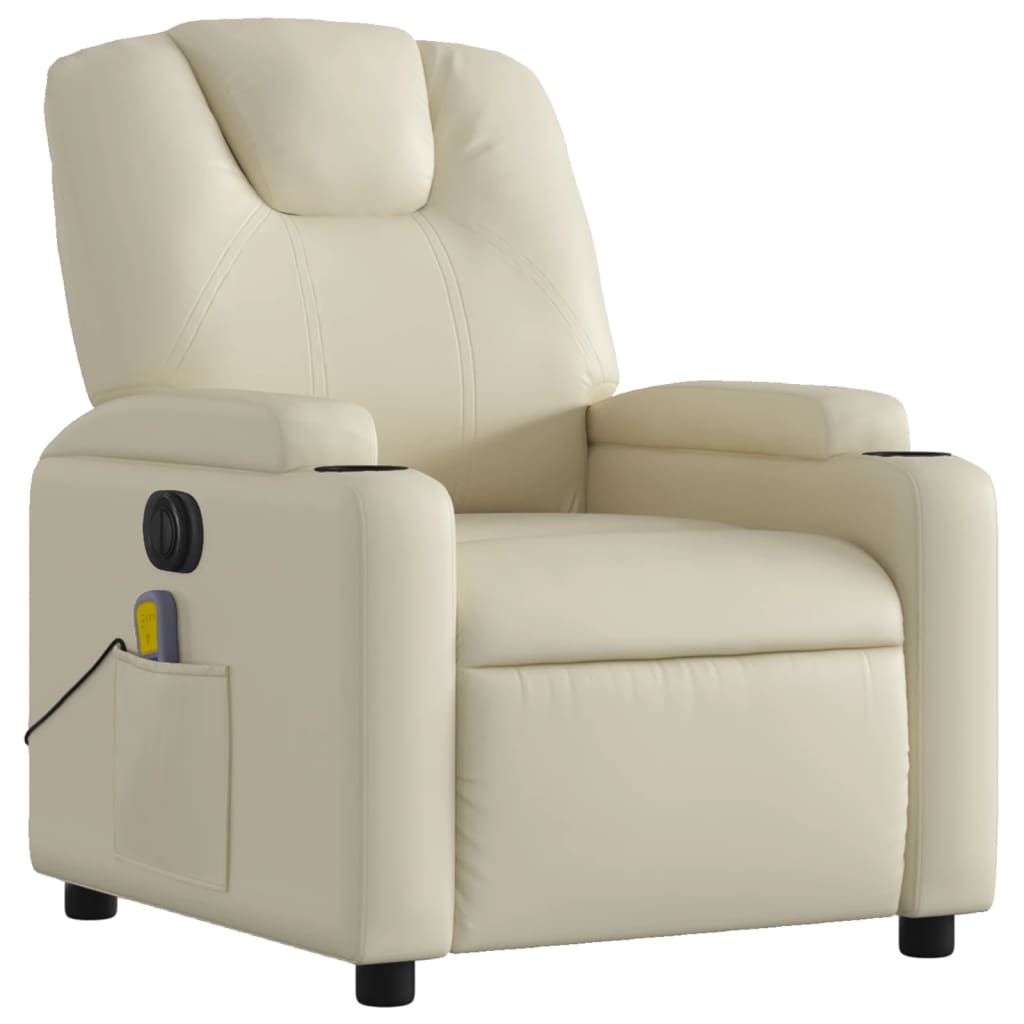 Fauteuil de massage inclinable électrique crème similicuir Fauteuils vidaXL   