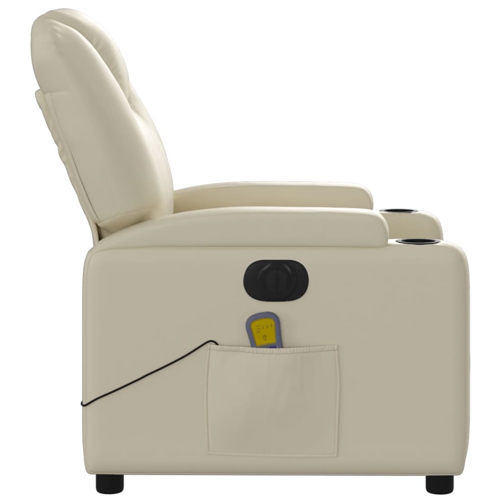 Fauteuil de massage inclinable électrique crème similicuir Fauteuils vidaXL   