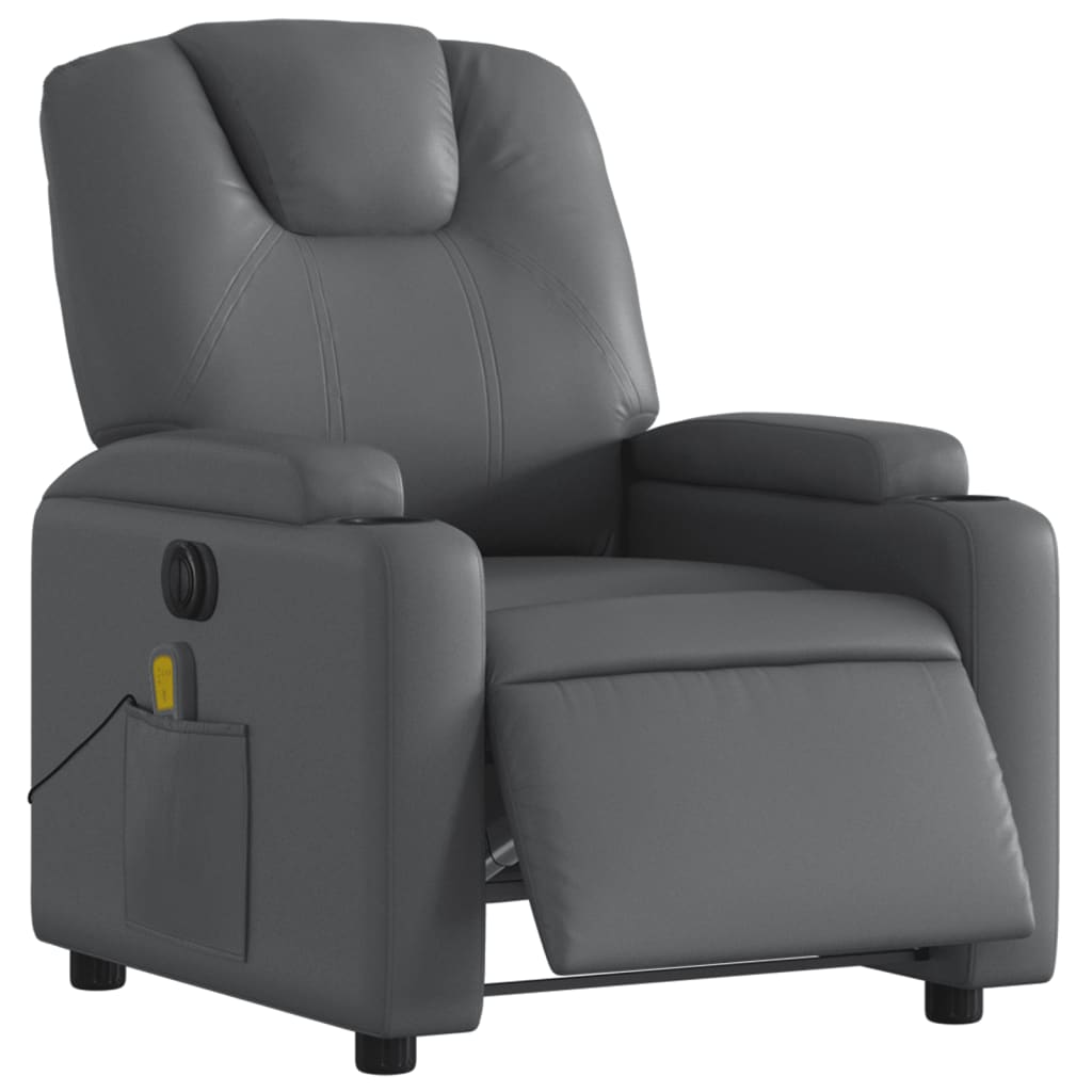 Fauteuil de massage inclinable électrique gris similicuir Fauteuils vidaXL   