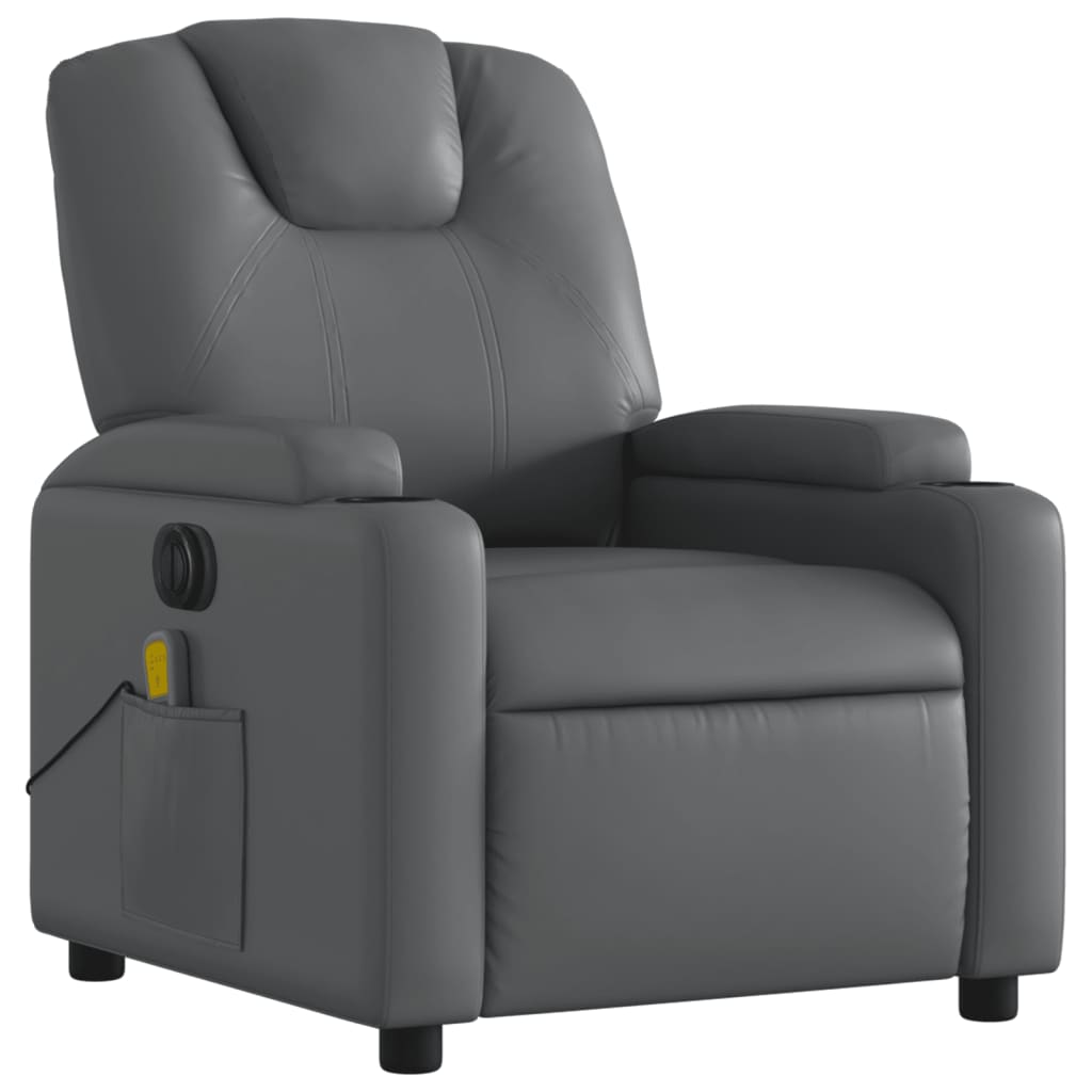 Fauteuil de massage inclinable électrique gris similicuir Fauteuils vidaXL   