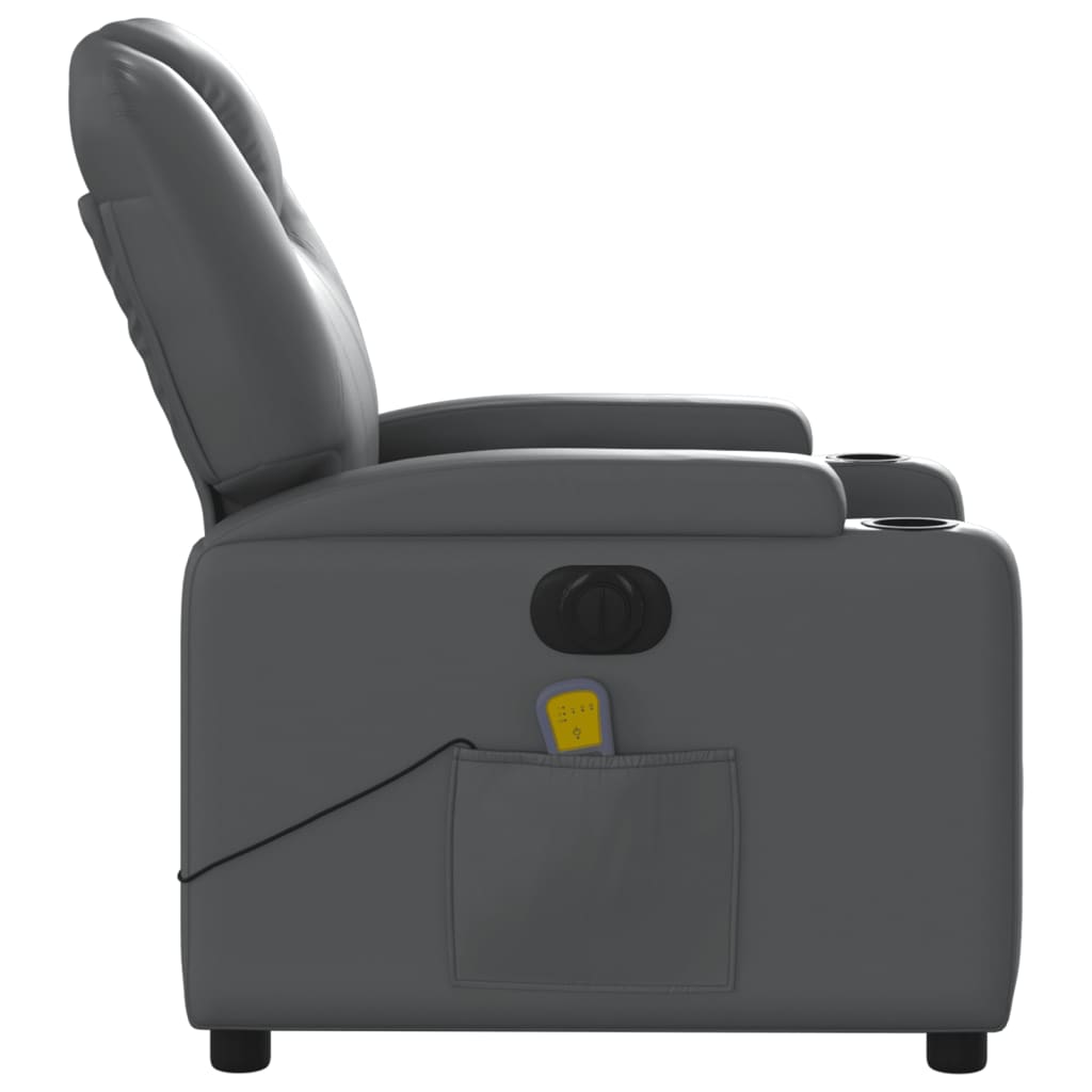 Fauteuil de massage inclinable électrique gris similicuir Fauteuils vidaXL   