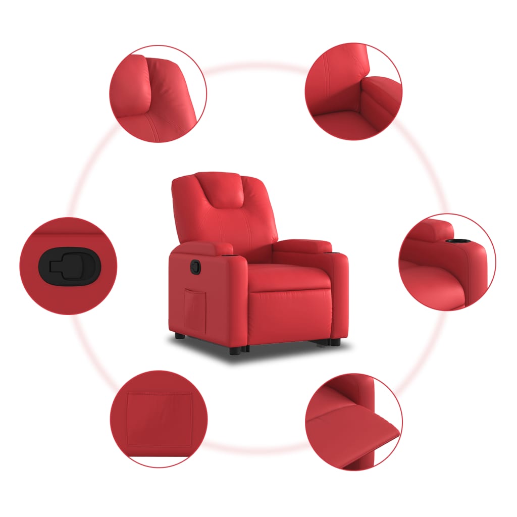 Fauteuil inclinable Rouge Similicuir Fauteuils vidaXL   