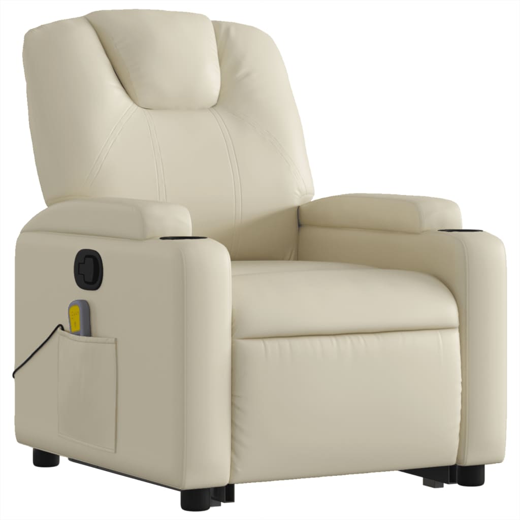 Fauteuil inclinable de massage Crème Similicuir Fauteuils vidaXL   