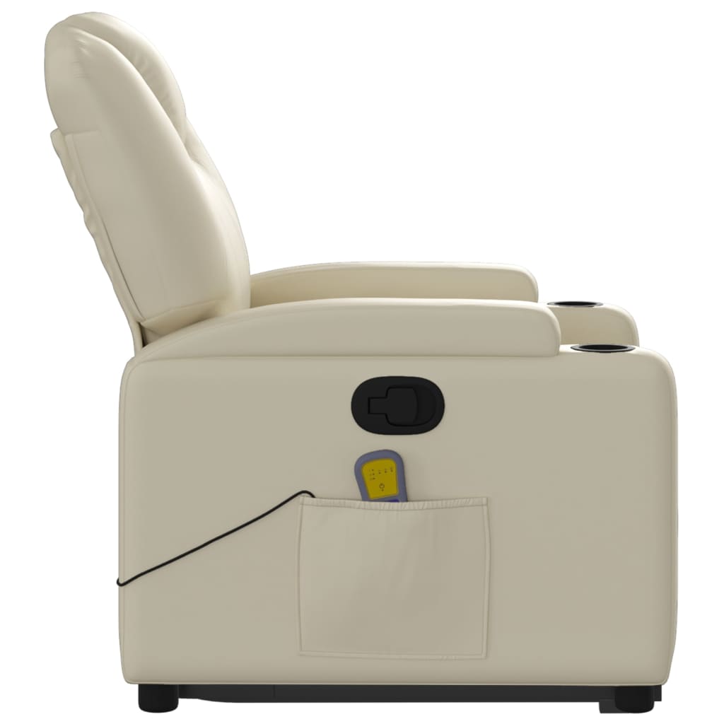 Fauteuil inclinable de massage Crème Similicuir Fauteuils vidaXL   