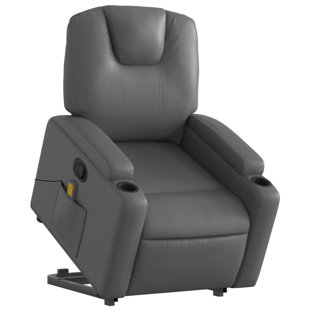 Fauteuil inclinable de massage Gris Similicuir Fauteuils vidaXL   