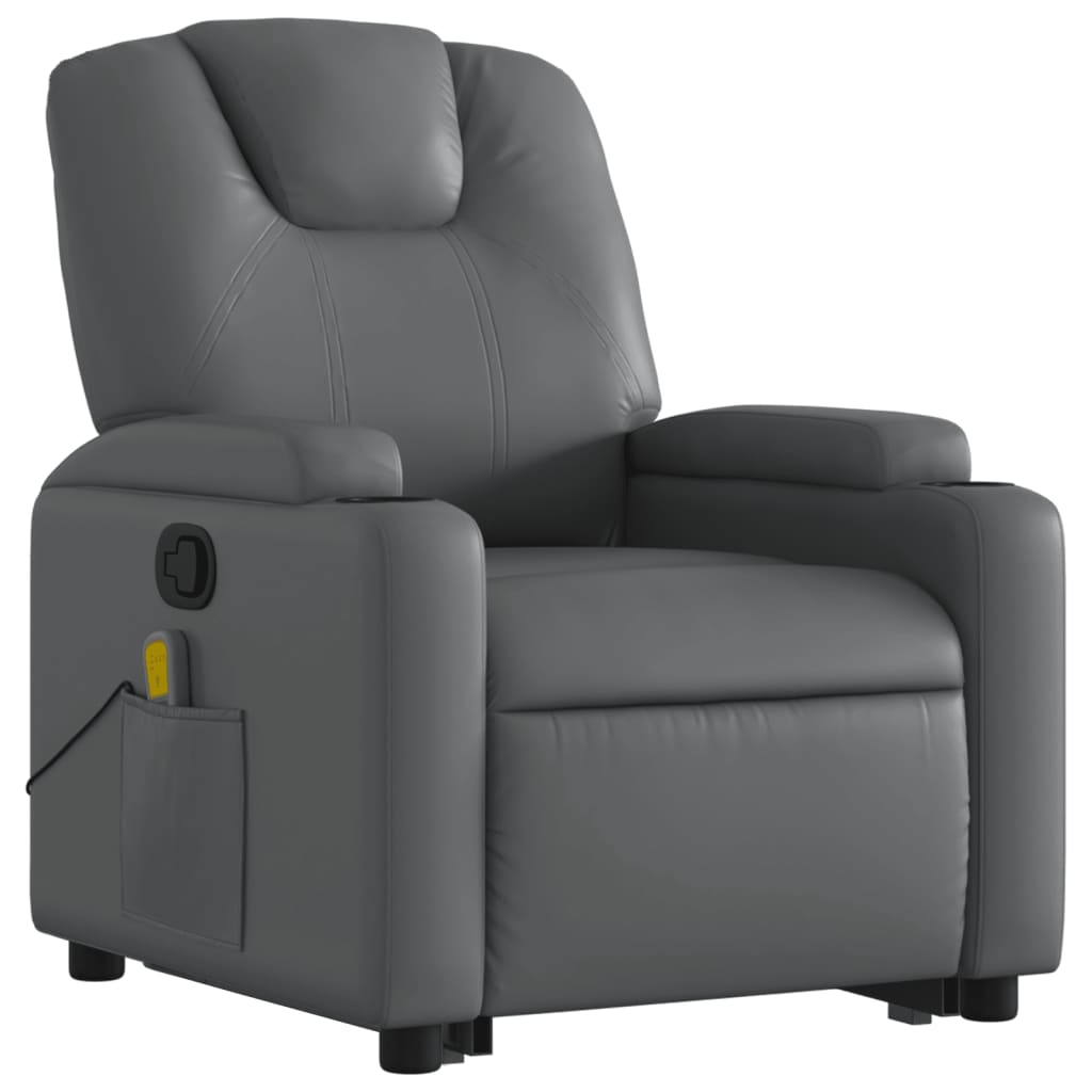 Fauteuil inclinable de massage Gris Similicuir Fauteuils vidaXL   