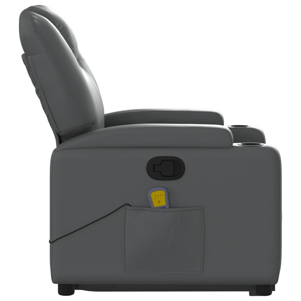 Fauteuil inclinable de massage Gris Similicuir Fauteuils vidaXL   