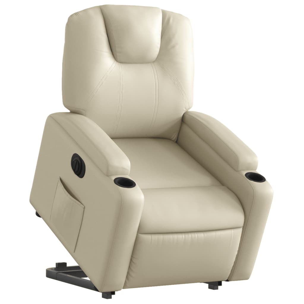 Fauteuil inclinable électrique crème similicuir