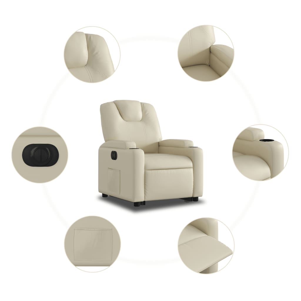 Fauteuil inclinable électrique crème similicuir