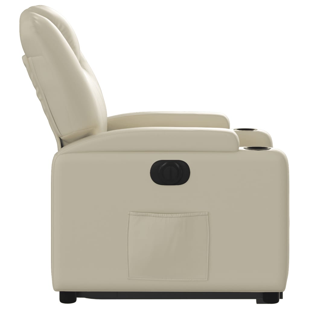 Fauteuil inclinable électrique crème similicuir