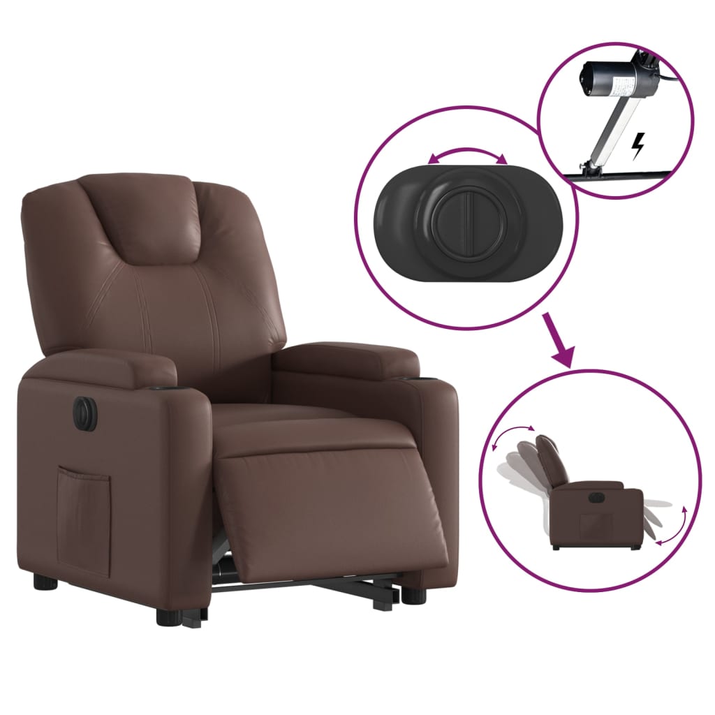 Fauteuil inclinable électrique marron similicuir Fauteuils vidaXL   