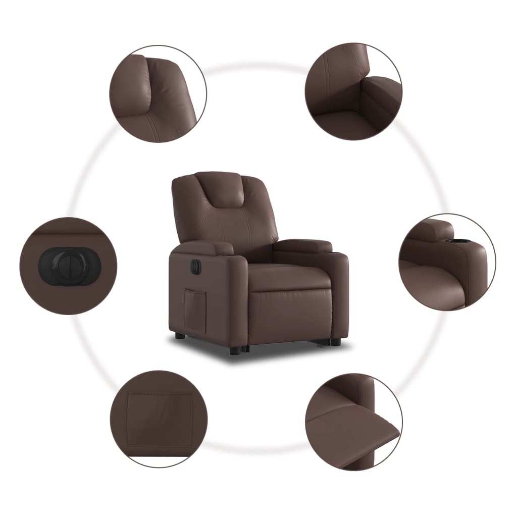 Fauteuil inclinable électrique marron similicuir Fauteuils vidaXL   