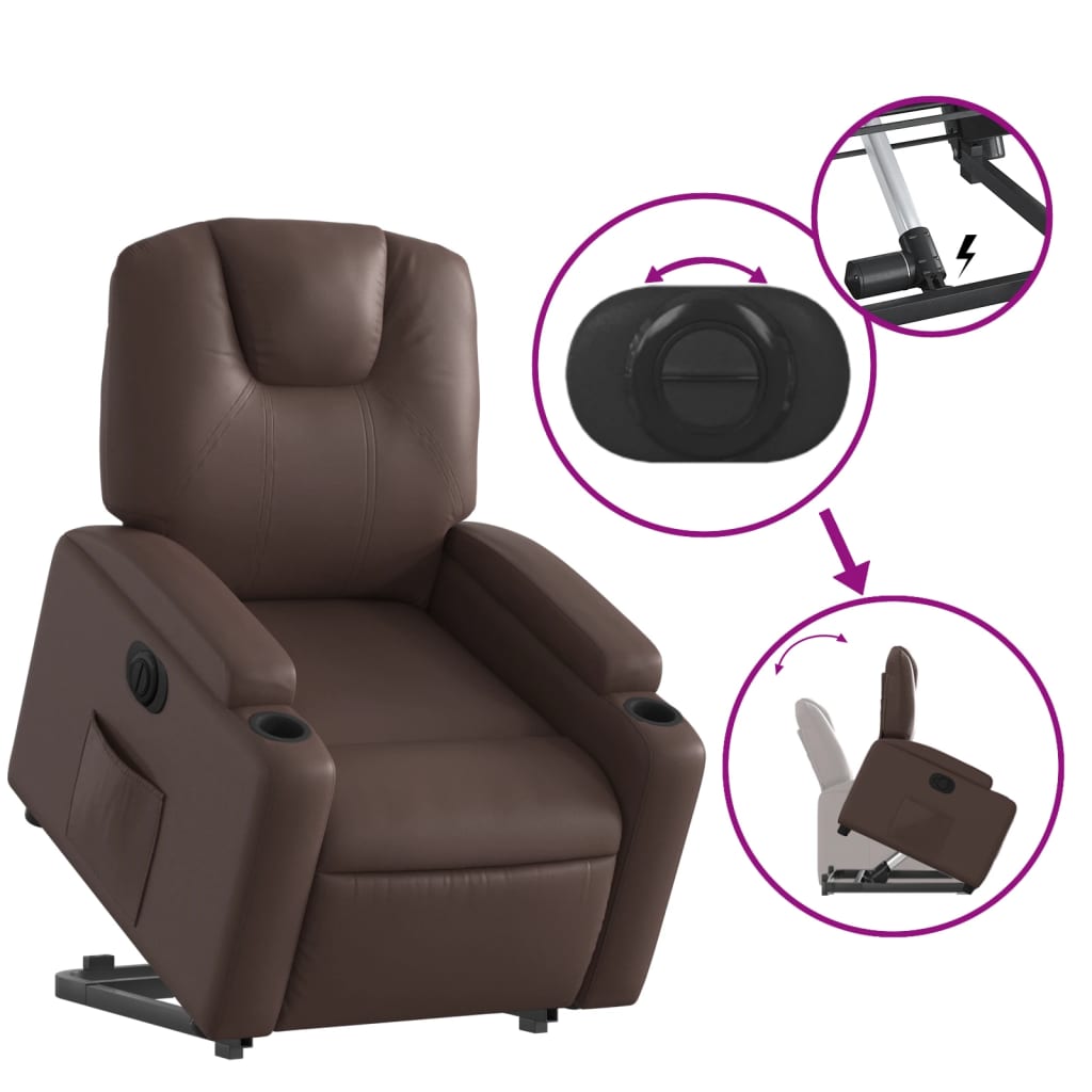 Fauteuil inclinable électrique marron similicuir Fauteuils vidaXL   