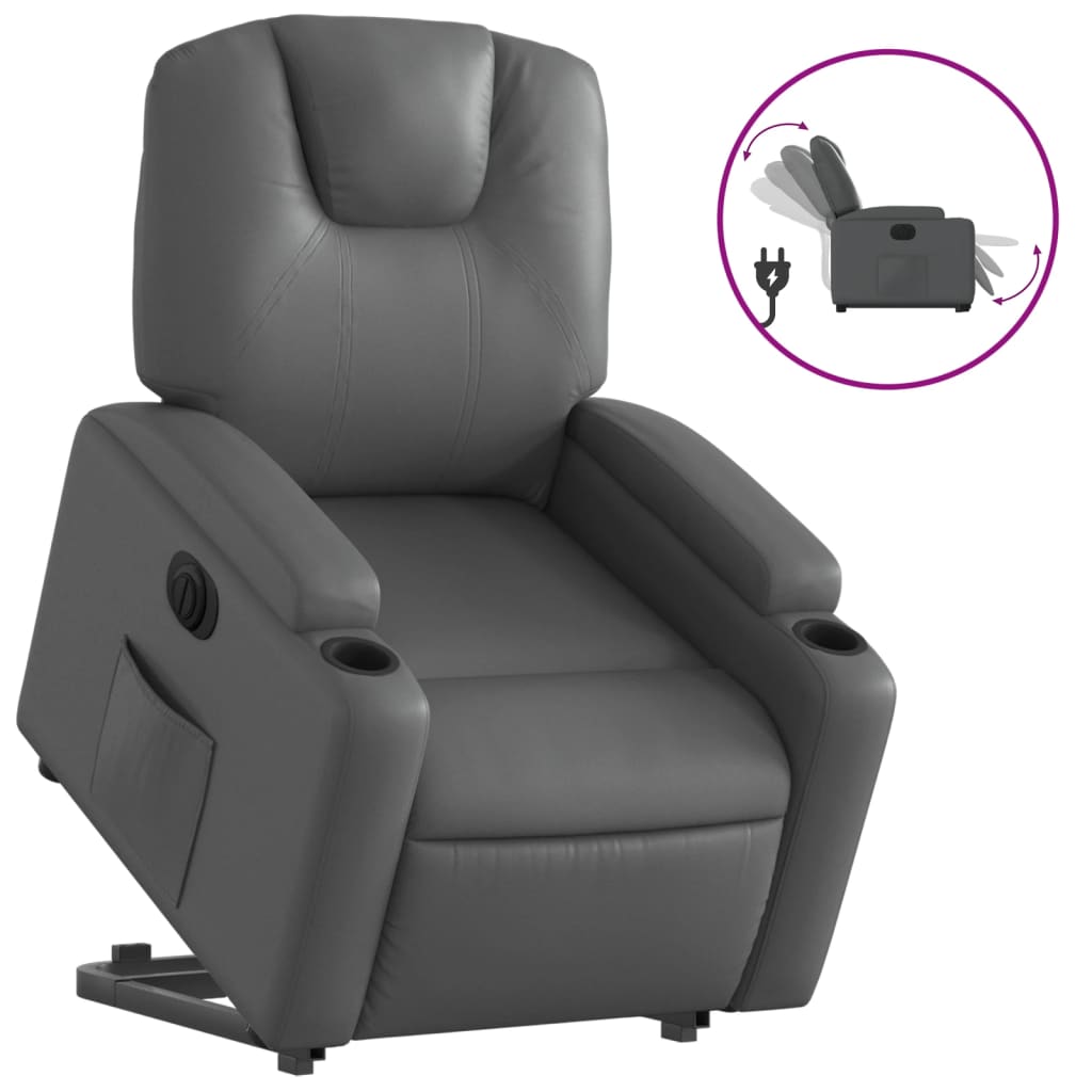 Fauteuil inclinable électrique gris similicuir