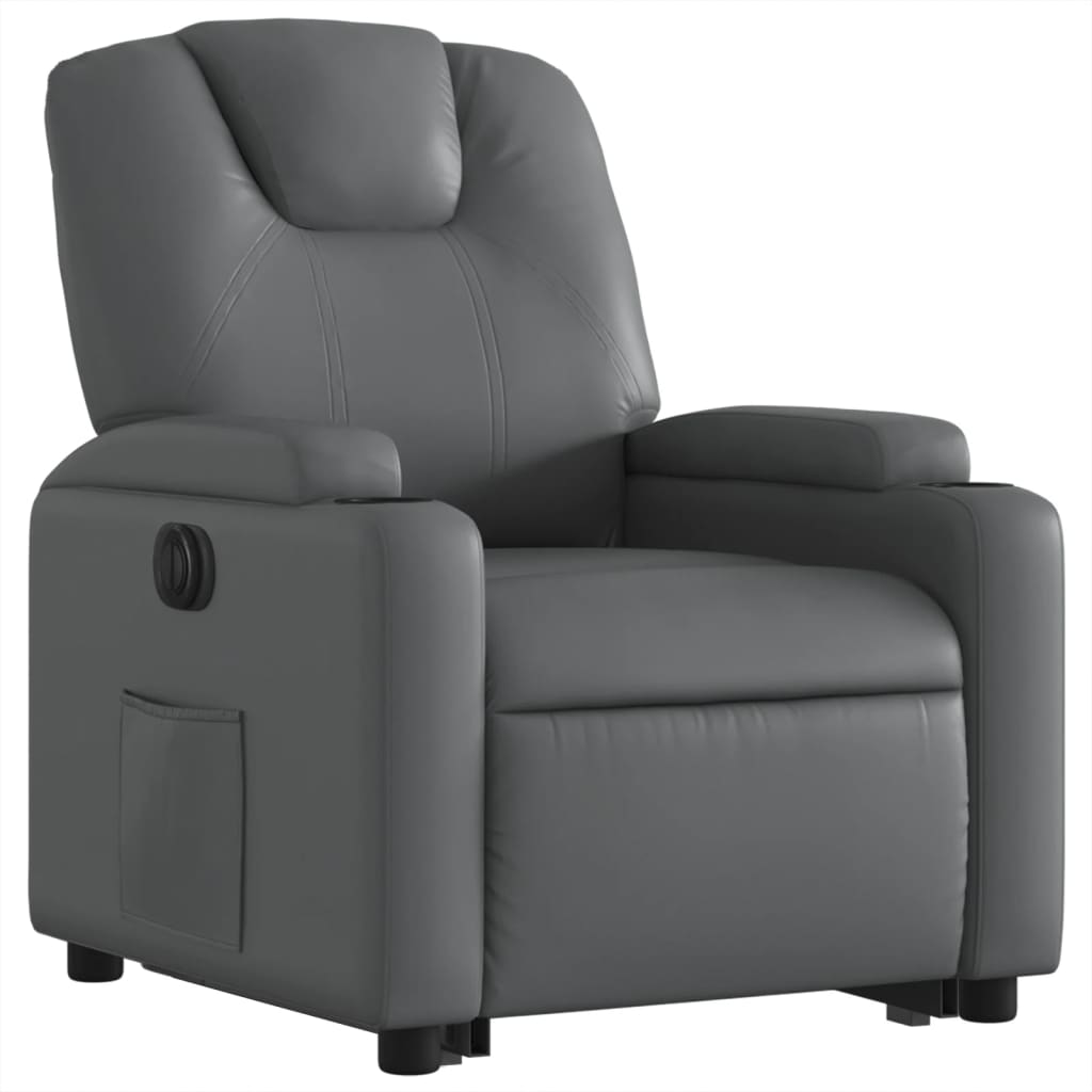 Fauteuil inclinable électrique gris similicuir