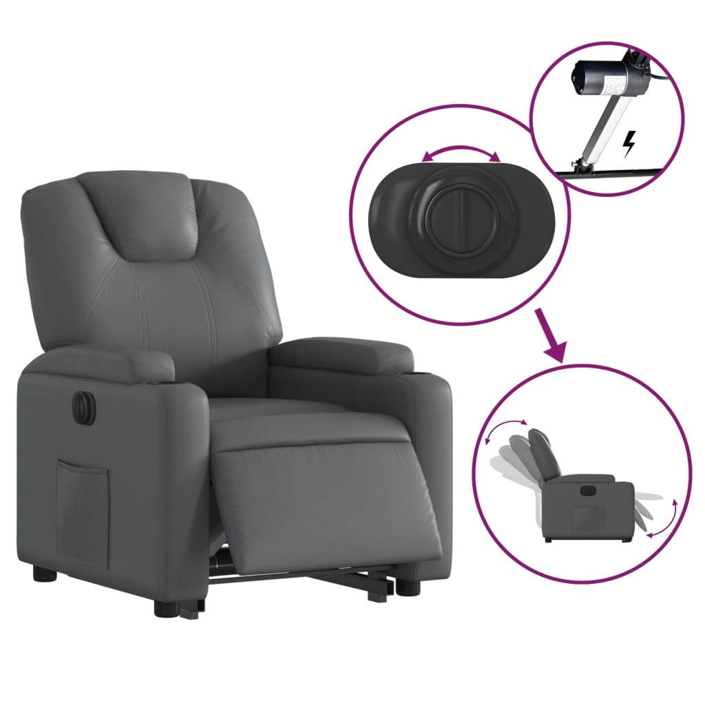 Fauteuil inclinable électrique gris similicuir