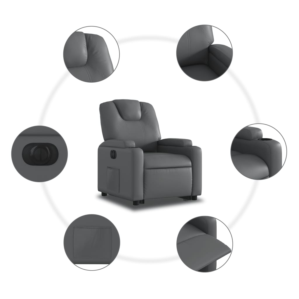 Fauteuil inclinable électrique gris similicuir