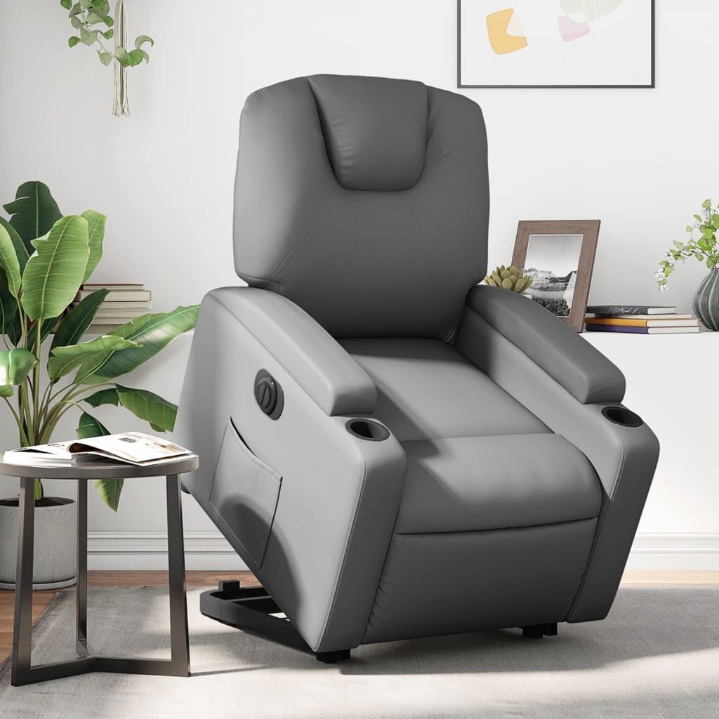 Fauteuil inclinable électrique gris similicuir