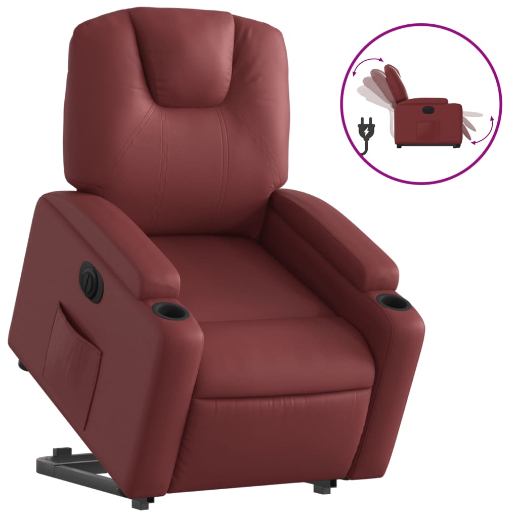 Fauteuil inclinable électrique rouge bordeaux similicuir Fauteuils vidaXL   