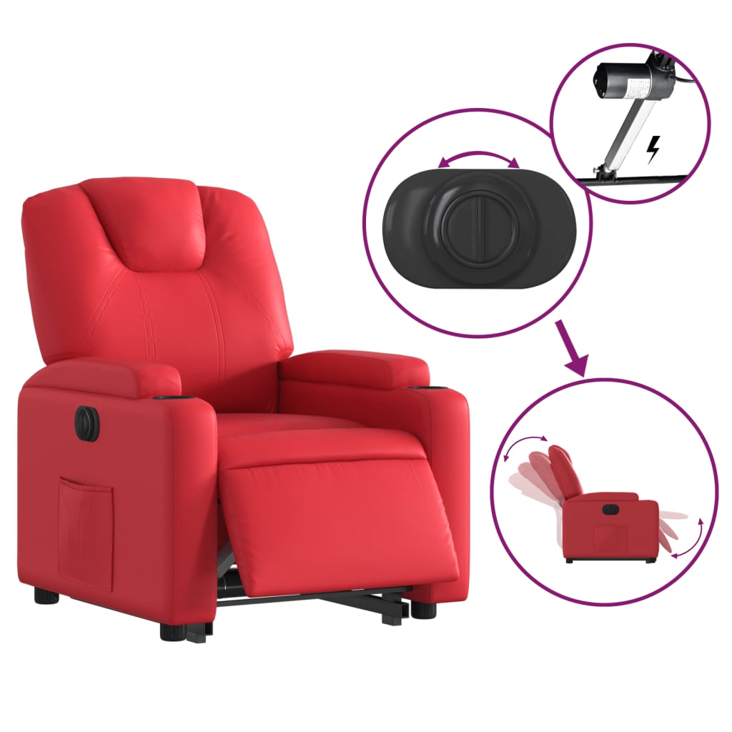 Fauteuil inclinable électrique rouge similicuir Fauteuils vidaXL   