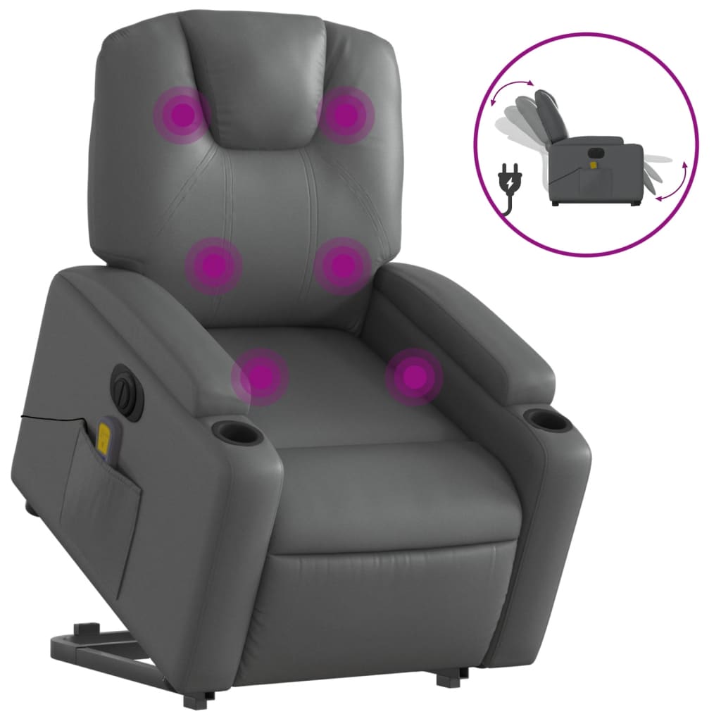 Fauteuil inclinable de massage électrique gris similicuir Fauteuils vidaXL   