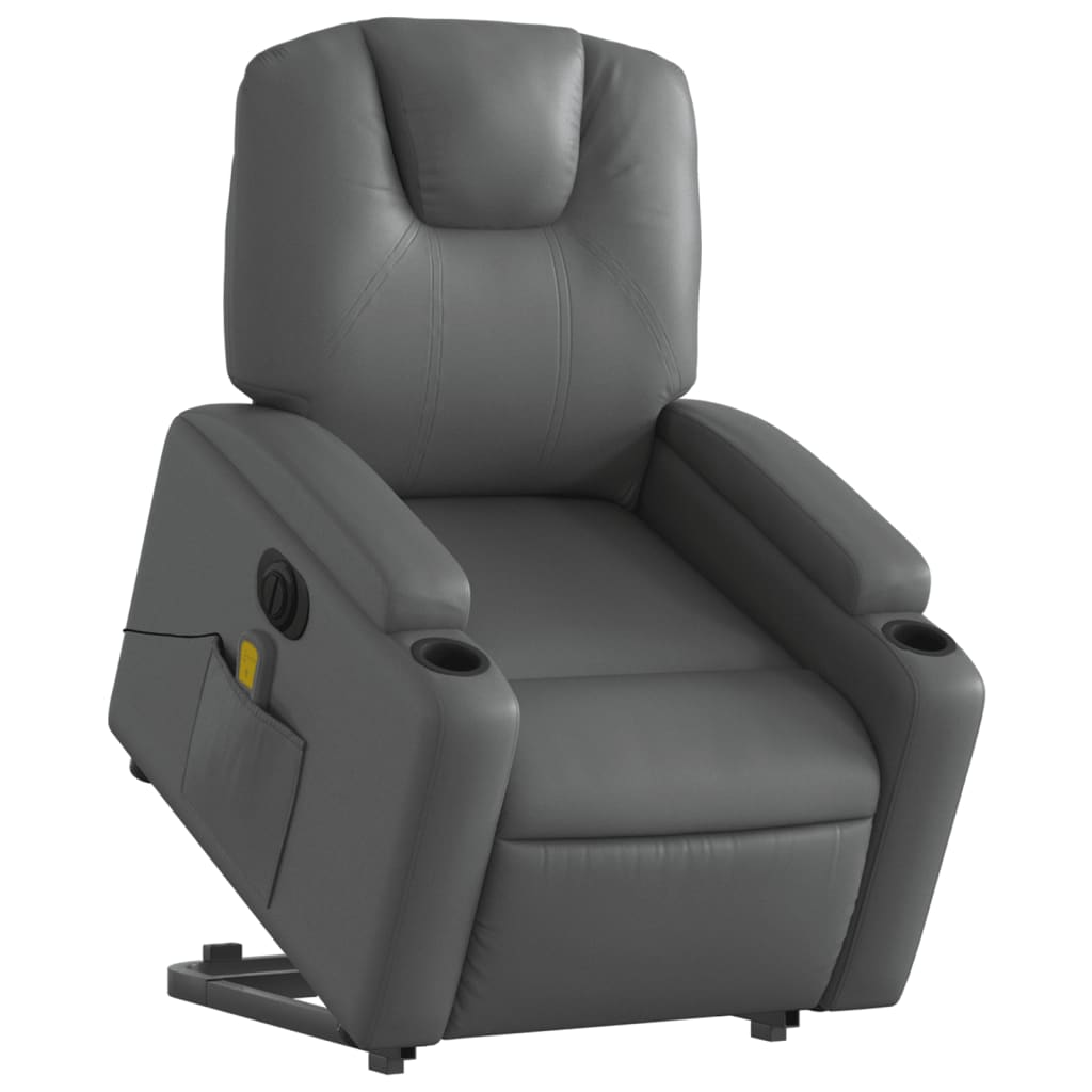 Fauteuil inclinable de massage électrique gris similicuir Fauteuils vidaXL   