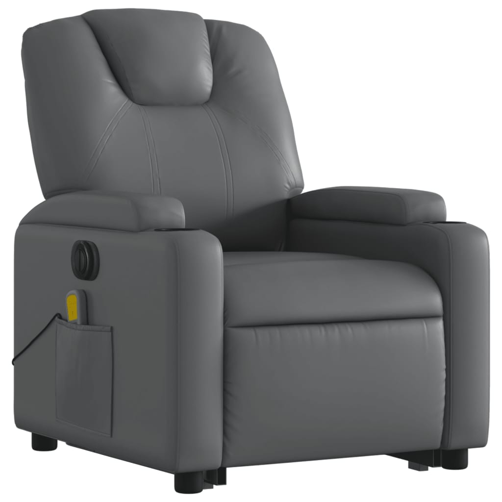 Fauteuil inclinable de massage électrique gris similicuir Fauteuils vidaXL   