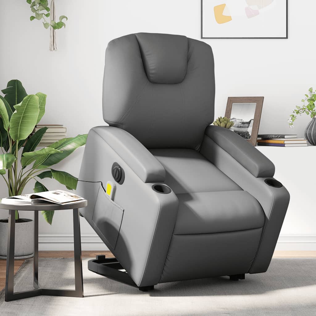 Fauteuil inclinable de massage électrique gris similicuir Fauteuils vidaXL   