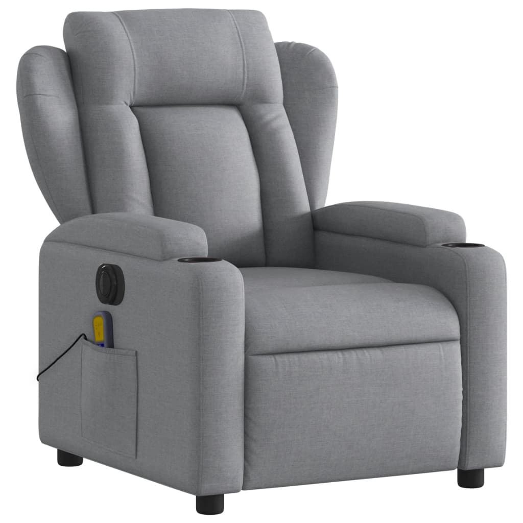 Fauteuil de massage inclinable électrique gris clair tissu Fauteuils vidaXL   