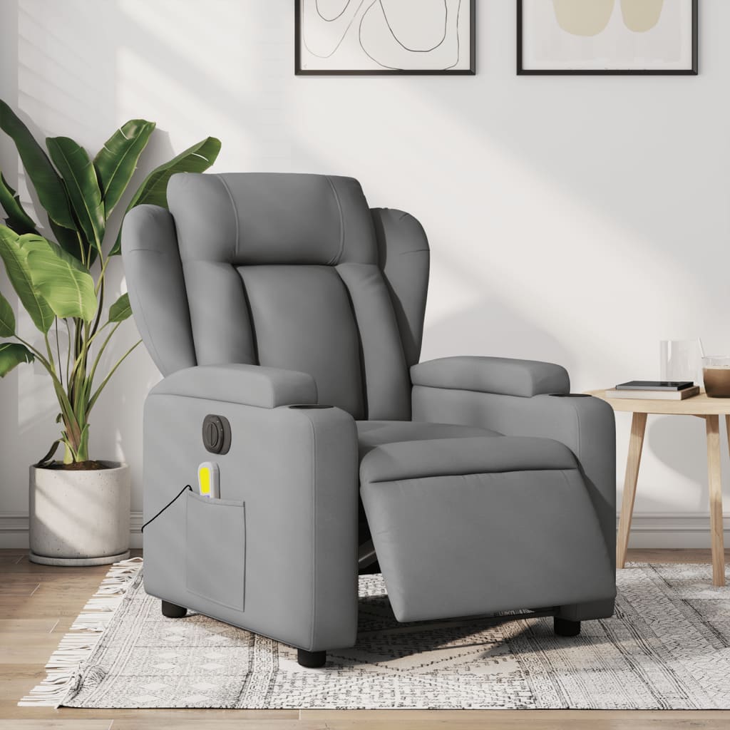 Fauteuil de massage inclinable électrique gris clair tissu Fauteuils vidaXL   