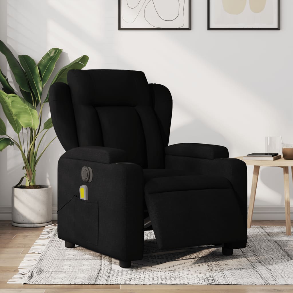 Fauteuil de massage inclinable électrique Noir Tissu Fauteuils vidaXL   