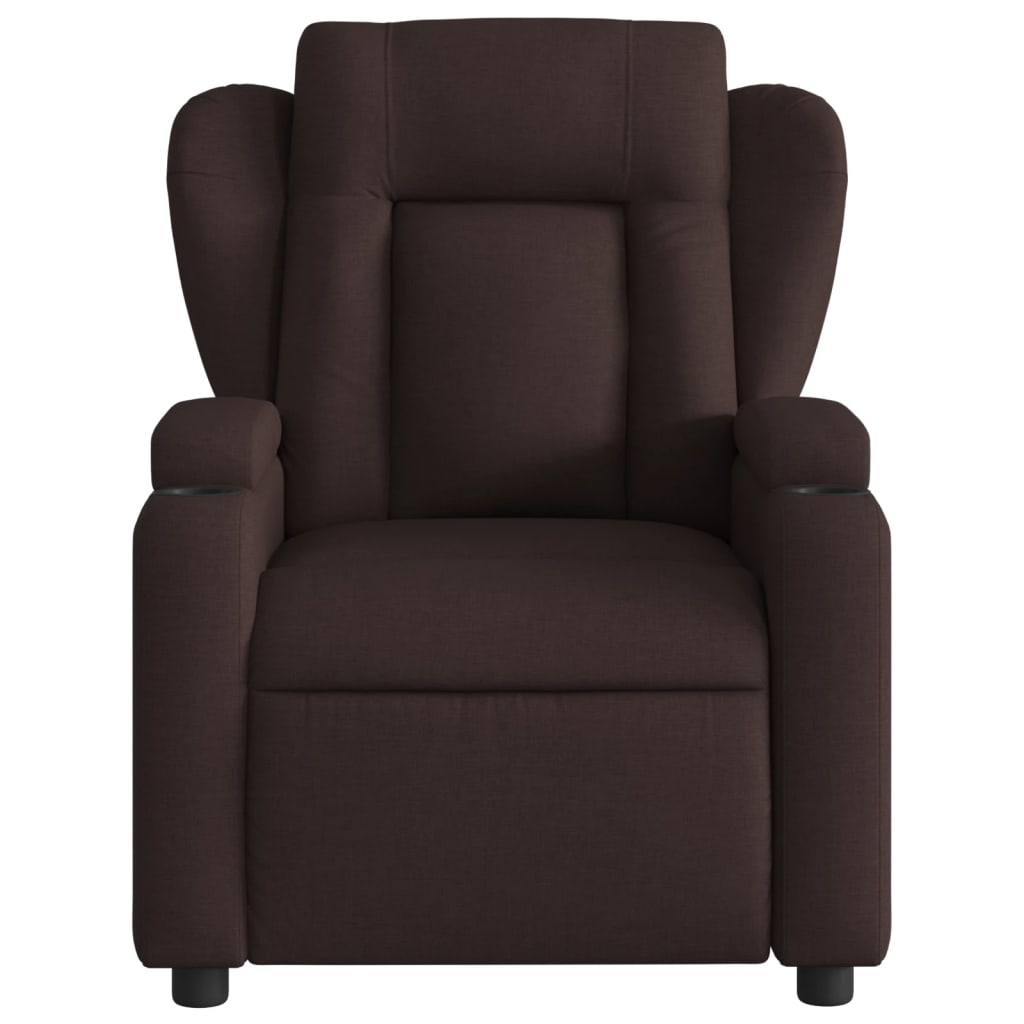 Fauteuil de massage inclinable électrique Marron foncé Tissu Fauteuils vidaXL   