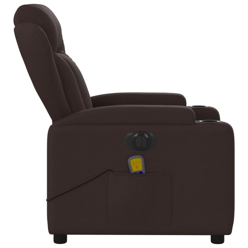 Fauteuil de massage inclinable électrique Marron foncé Tissu Fauteuils vidaXL   