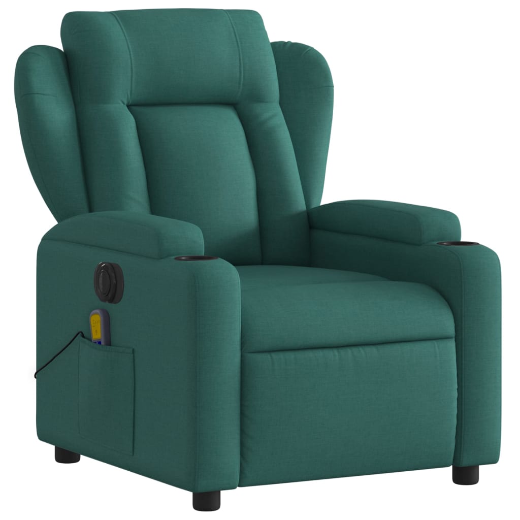 Fauteuil de massage inclinable électrique Vert foncé Tissu Fauteuils vidaXL   