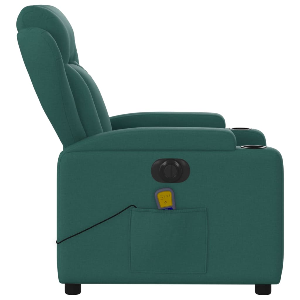 Fauteuil de massage inclinable électrique Vert foncé Tissu Fauteuils vidaXL   