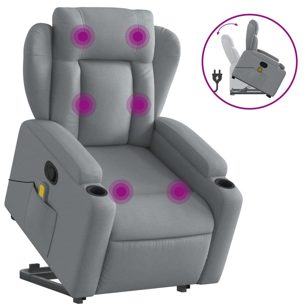 Fauteuil de massage inclinable Gris clair Tissu Fauteuils vidaXL   