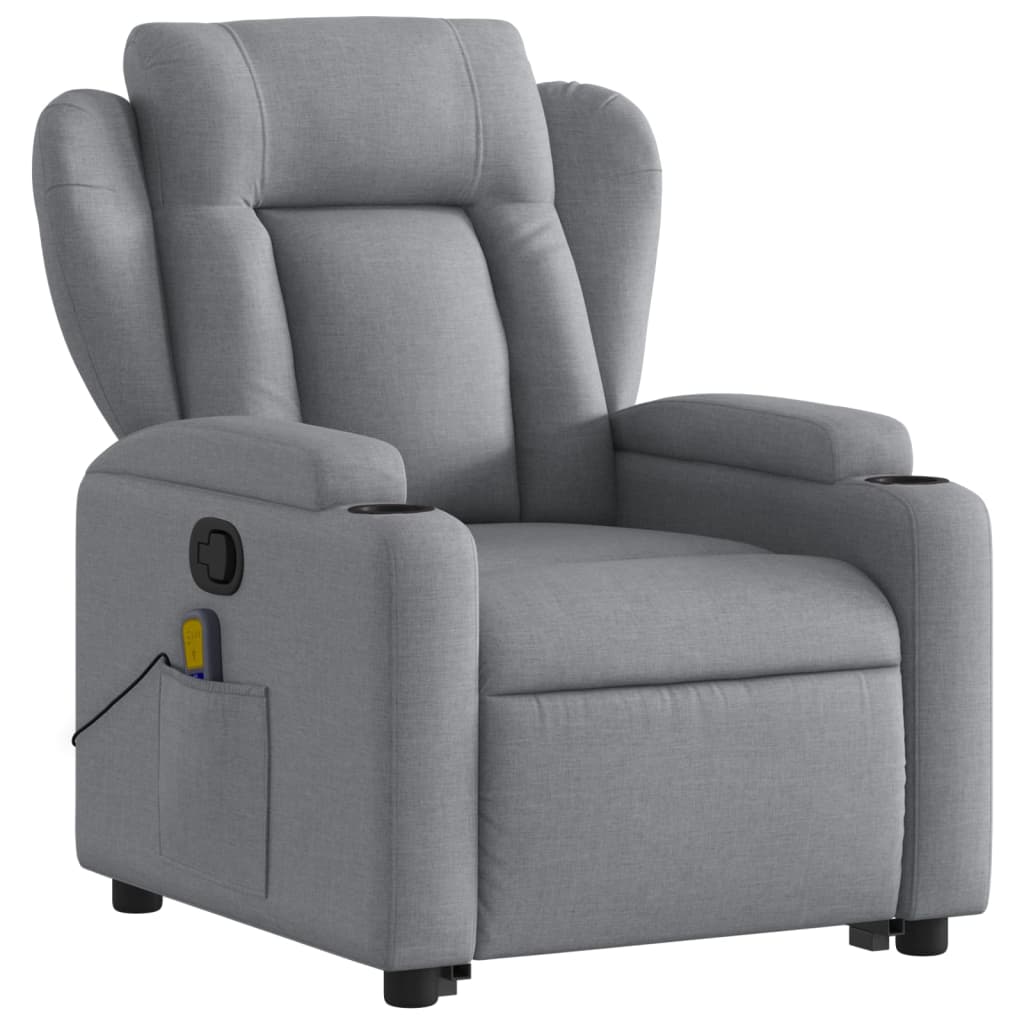 Fauteuil de massage inclinable Gris clair Tissu Fauteuils vidaXL   