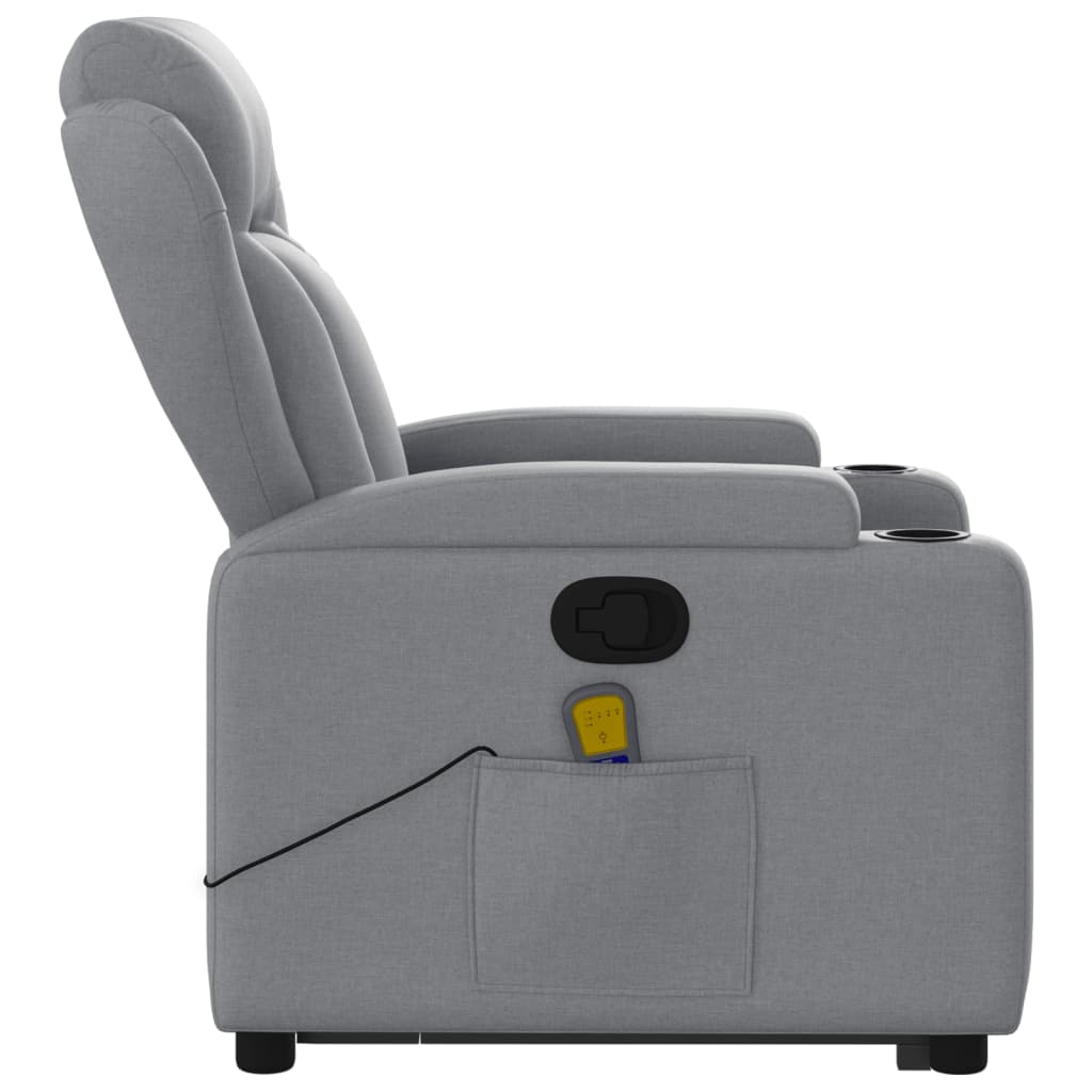 Fauteuil de massage inclinable Gris clair Tissu Fauteuils vidaXL   