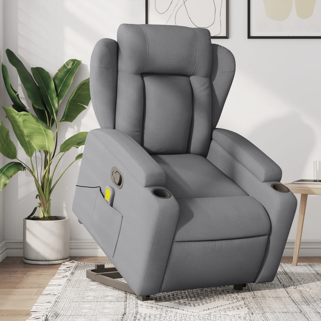 Fauteuil de massage inclinable Gris clair Tissu Fauteuils vidaXL   