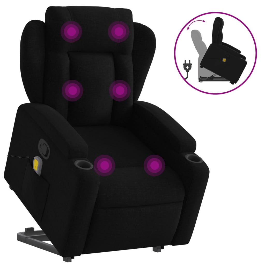 Fauteuil de massage inclinable Noir Tissu Fauteuils vidaXL   