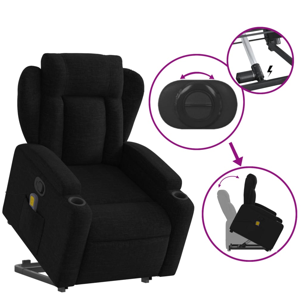 Fauteuil de massage inclinable Noir Tissu Fauteuils vidaXL   